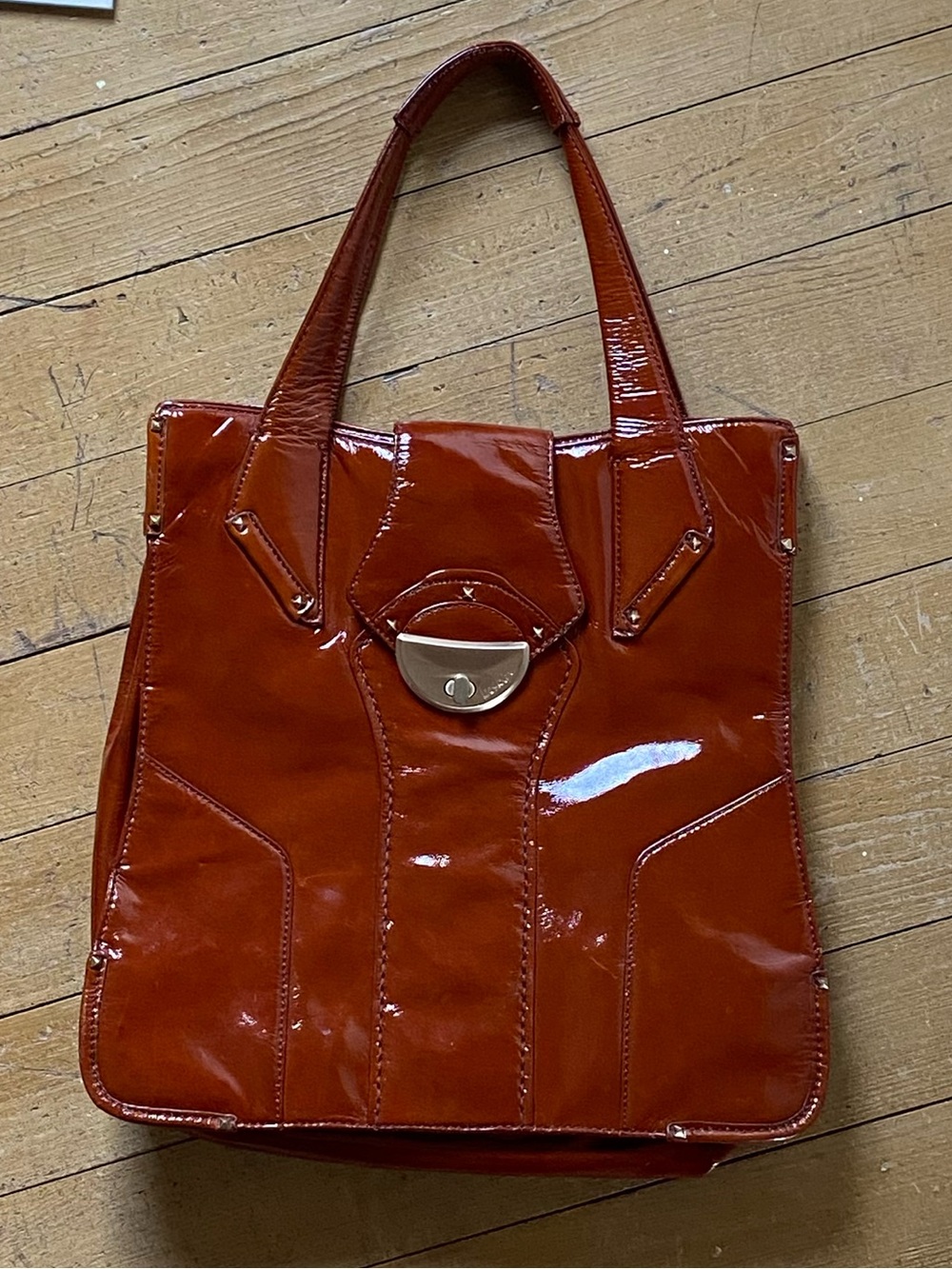 Gorgeous Botkier caramel patent shoulder bag briefcase